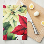 Linge De Cuisine Fleurs Poinsettia (Quart Plié)
