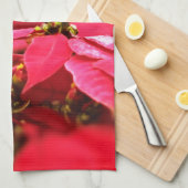 Linge De Cuisine Fleurs Poinsettias Rouges (Quart Plié)