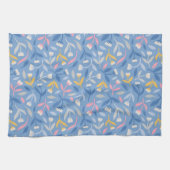 Linge De Cuisine Fleurs printanières bleues et roses (Horizontal)