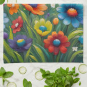Linge De Cuisine Fleurs printanières colorées (Plié)