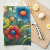 Linge De Cuisine Fleurs printanières colorées (Quart Plié)