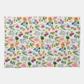 Linge De Cuisine Fleurs printanières rose et vert floral mignon (Horizontal)