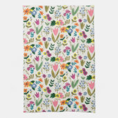 Linge De Cuisine Fleurs printanières rose et vert floral mignon (Vertical)