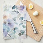 Linge De Cuisine Fleurs Romantiques Jolies Lavande Violet Blanc   (Quart Plié)