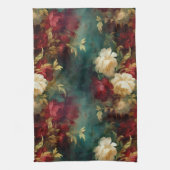 Linge De Cuisine Fleurs romantiques rouges blanches vertes (Vertical)