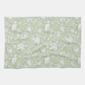 Linge De Cuisine Fleurs romantiques vertes et blanches   (Horizontal)