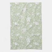Linge De Cuisine Fleurs romantiques vertes et blanches   (Vertical)