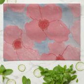 Linge De Cuisine Fleurs rose bonbon (Plié)