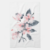 Linge De Cuisine Fleurs rose et gris Aquarelle classique (Vertical)