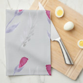 Linge De Cuisine Fleurs rose gris (Quart Plié)