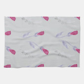 Linge De Cuisine Fleurs rose gris (Horizontal)
