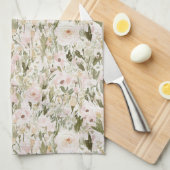 Linge De Cuisine Fleurs Rose Tendres de Teint Blush (Quart Plié)