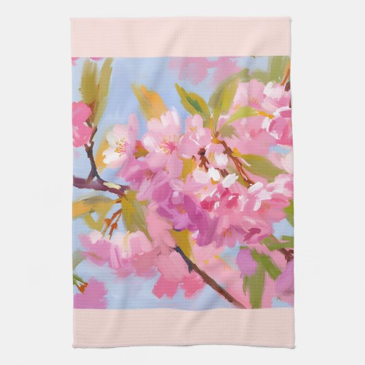 Linge De Cuisine Fleurs roses (Vertical)