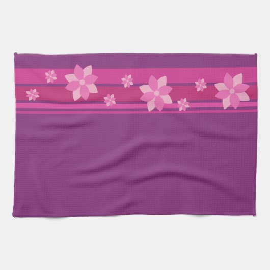 Linge De Cuisine Fleurs roses (Horizontal)