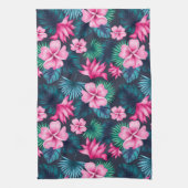 Linge De Cuisine Fleurs roses avec Feuilles verts Partern-79066 (Vertical)