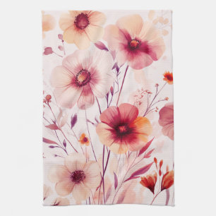Linge De Cuisine Fleurs roses Blooms aquarelle élégants 