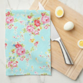 Linge De Cuisine Fleurs roses chics minables bleues de roses (Quart Plié)