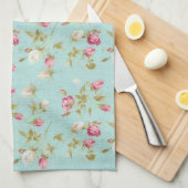 Linge De Cuisine Fleurs roses chics minables bleues de roses (Quart Plié)