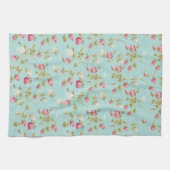 Linge De Cuisine Fleurs roses chics minables bleues de roses (Horizontal)
