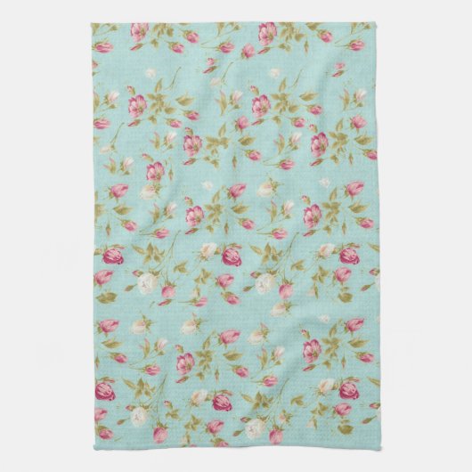 Linge De Cuisine Fleurs roses chics minables bleues de roses (Vertical)