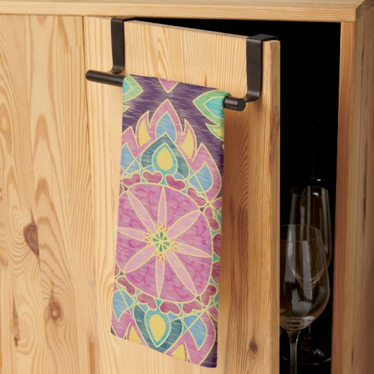 Linge De Cuisine Fleurs roses dans le jardin (Pliage en tiers)