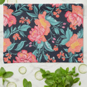 Linge De Cuisine Fleurs roses et coraux (Plié)