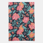 Linge De Cuisine Fleurs roses et coraux (Vertical)