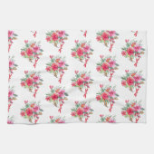Linge De Cuisine Fleurs roses et libellules motif (Horizontal)
