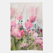 Linge De Cuisine Fleurs roses Floral Aquarelle Art (Vertical)