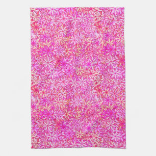 Linge De Cuisine fleurs roses, pêche, orchidée et corail