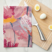 Linge De Cuisine Fleurs roses pinceaux peints motif botanique (Quart Plié)