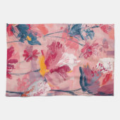 Linge De Cuisine Fleurs roses pinceaux peints motif botanique (Horizontal)