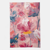 Linge De Cuisine Fleurs roses pinceaux peints motif botanique (Vertical)