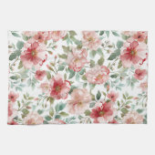Linge De Cuisine Fleurs roses rouges (Horizontal)
