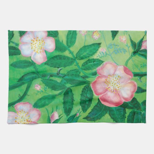 Linge De Cuisine Fleurs roses sauvages (Horizontal)