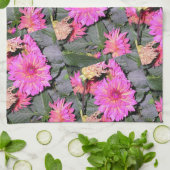 Linge De Cuisine Fleurs roses Verdure (Plié)