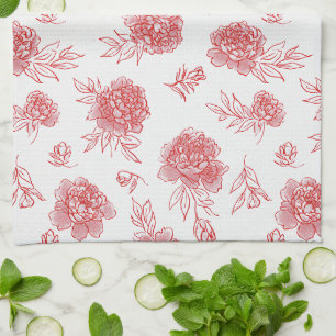 Linge De Cuisine Fleurs Rouges Chic
