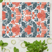 Linge De Cuisine Fleurs rouges décoratives (Plié)