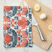 Linge De Cuisine Fleurs rouges décoratives (Quart Plié)