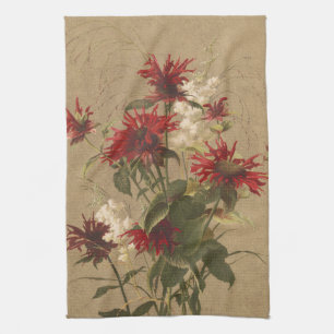 Linge De Cuisine Fleurs rouges et bordeaux sophistiquées sur fond b