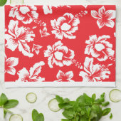 Linge De Cuisine Fleurs rouges hawaïennes (Plié)