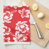 Linge De Cuisine Fleurs rouges hawaïennes (Quart Plié)