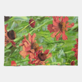 LINGE DE CUISINE FLEURS ROUGES RUDBECKIA (Horizontal)