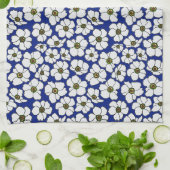 Linge De Cuisine Fleurs sauvages boho sur fond bleu (Plié)
