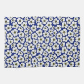Linge De Cuisine Fleurs sauvages boho sur fond bleu (Horizontal)