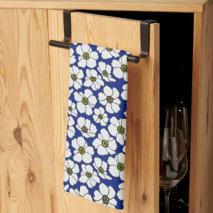 Linge De Cuisine Fleurs sauvages boho sur fond bleu