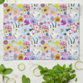 Linge De Cuisine Fleurs sauvages chèvre de montagne blanche nature (Plié)