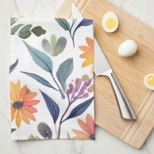 Linge De Cuisine Fleurs sauvages colorées Aquarelle florale magni