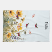 Linge De Cuisine Fleurs sauvages de prairie et papillons (Horizontal)