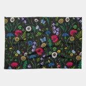 Linge De Cuisine Fleurs sauvages en noir (Horizontal)